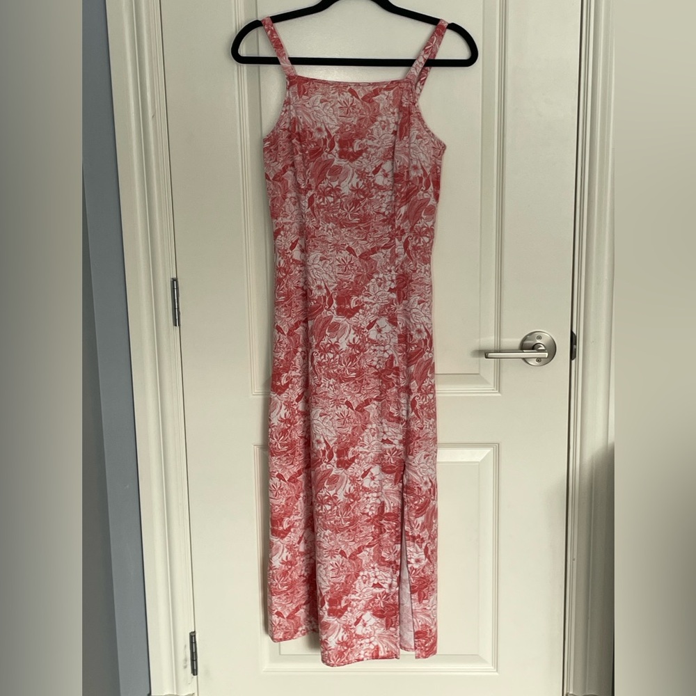 OLD NAVY Ecru Coral Tropical Floral Maxi Sundress Adjustable Straps Size S - Picture 1 of 12